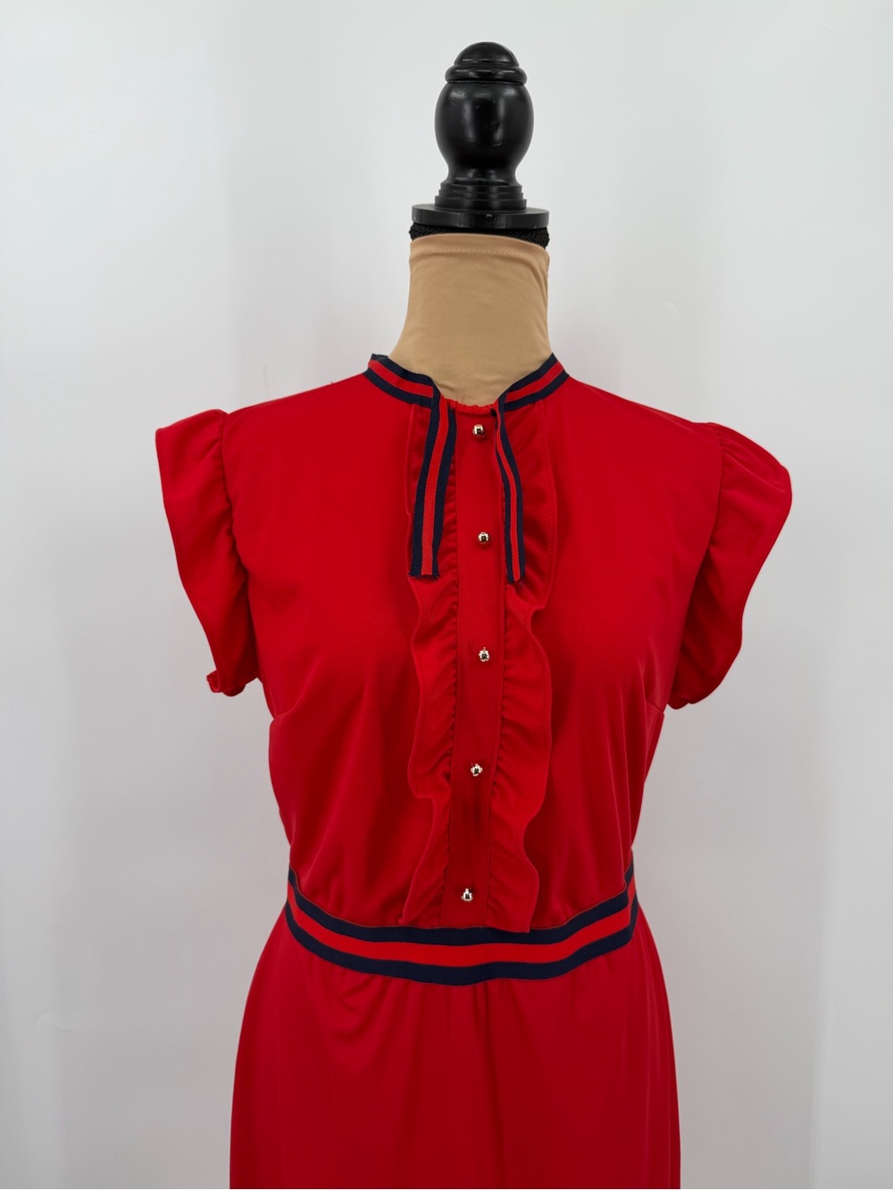 Red navy ruffle Mini Dress 2XL Preppy Collegiate Coquette college game day - Picture 5 of 10